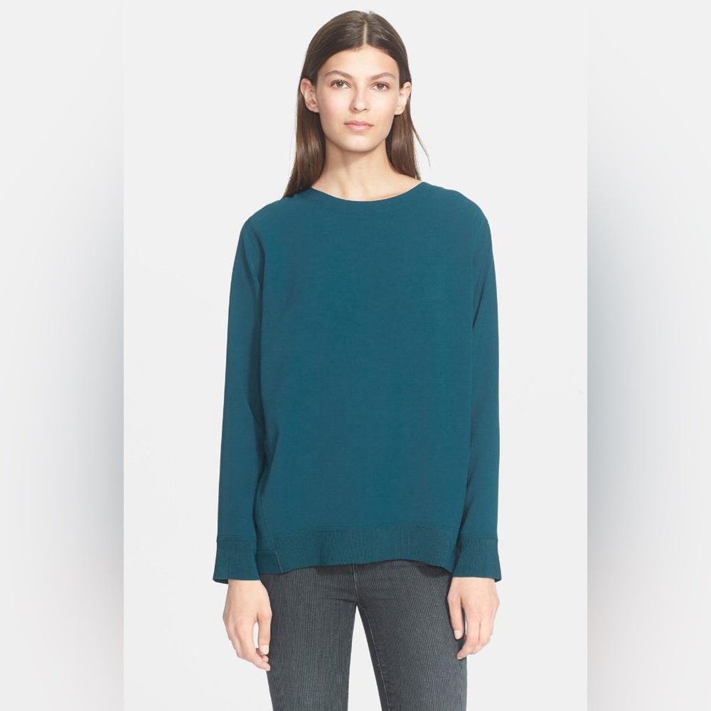 $285 VINCE INVERTED PLEAT WOMEN BLOUSE SIZE SMALL in TEAL
